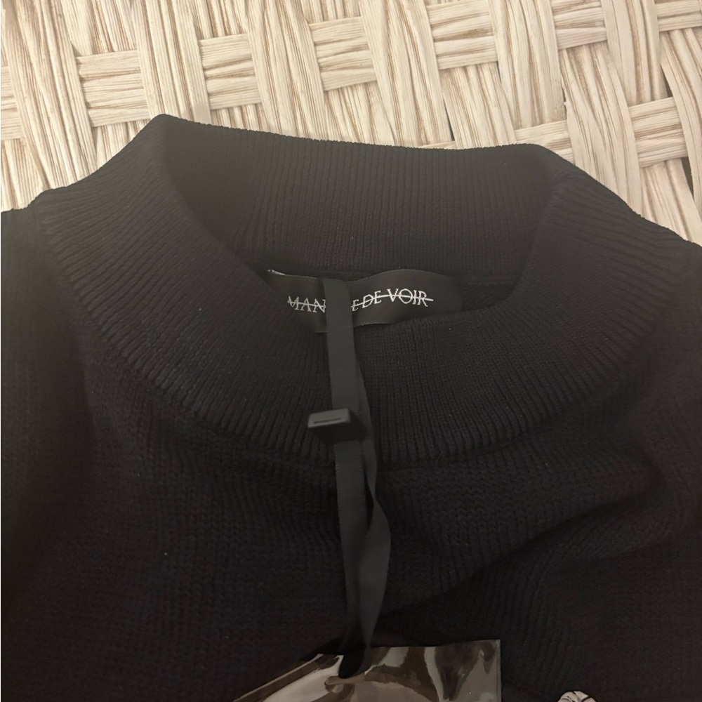 Black Manière de Voir Ribbed One-Piece Bodysuit NEW - Picture 3 of 5